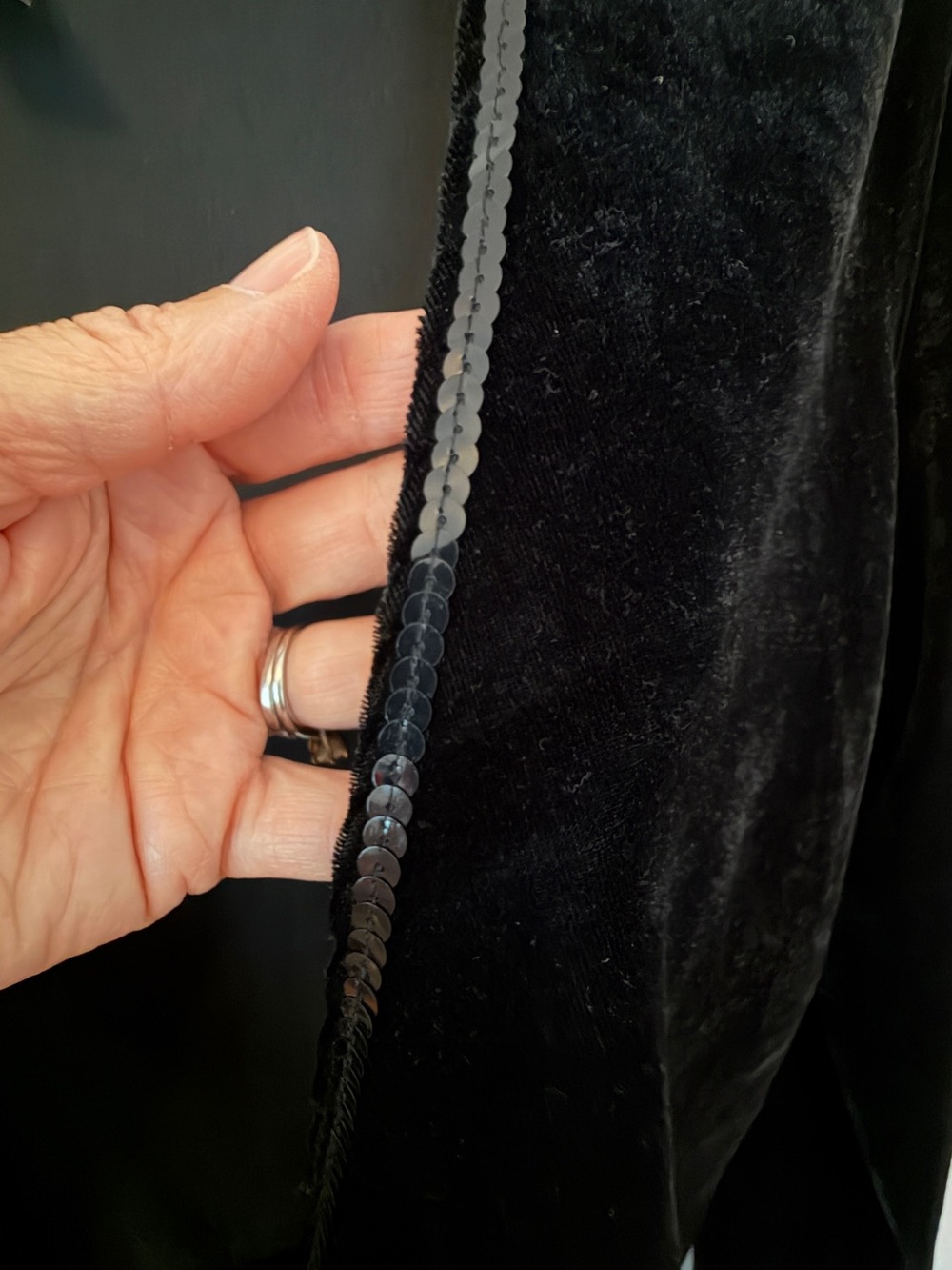 🌹 ninety brand Black Velvet Tie-Front Womens jacket & Top with Sequin Trim #0098 - Picture 5 of 16